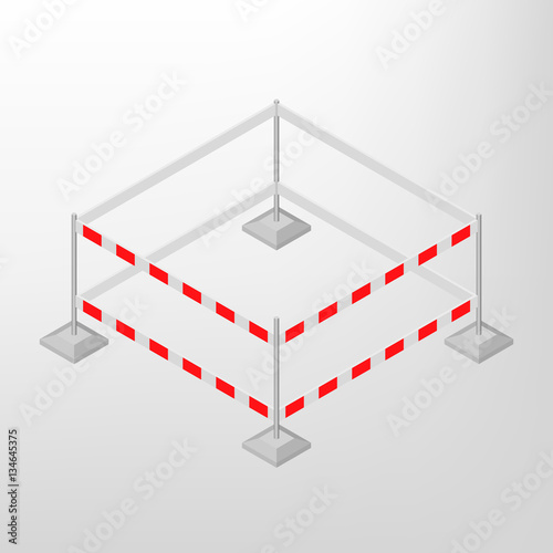 Road traffic barrier isometric, vector illustration.