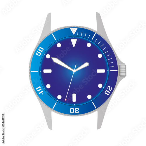 simple modern sport divers style blue watch case and dial object eps10 photo