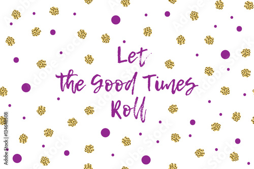 Mardi gras greeting card with violet and gold dots