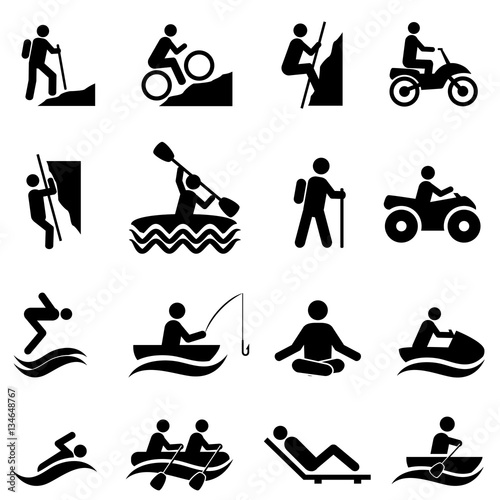 Leisure and outdoor recreational activities icons