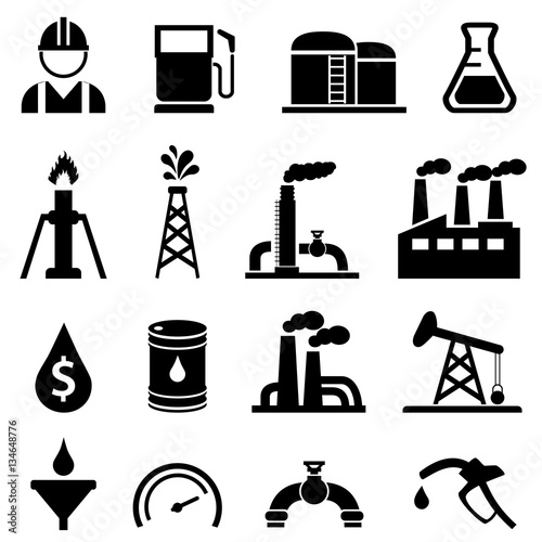 Oil and petroleum icon set