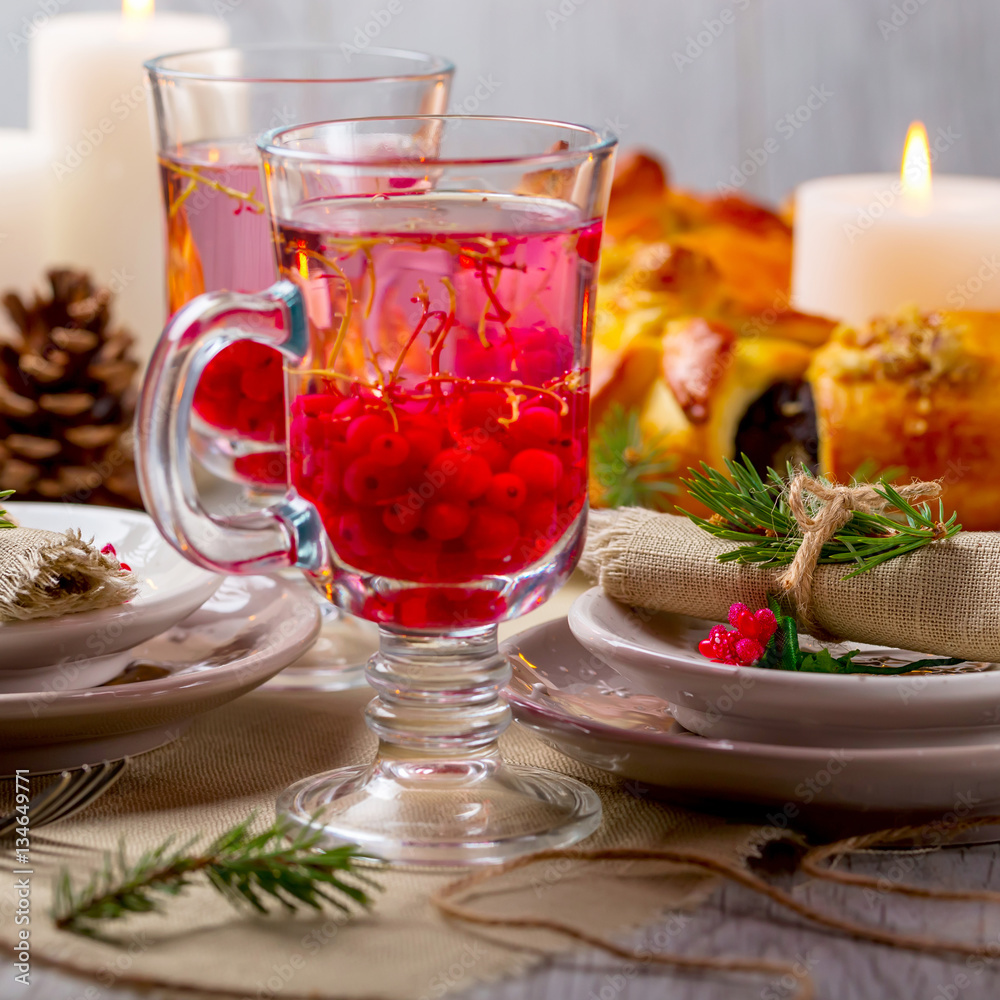Tea currants in a transparent mug Tea currants in a transparent mug