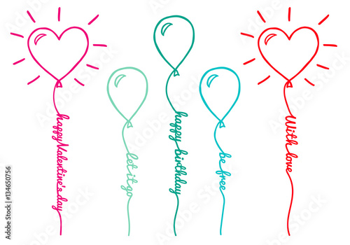 Balloons with text, vector set