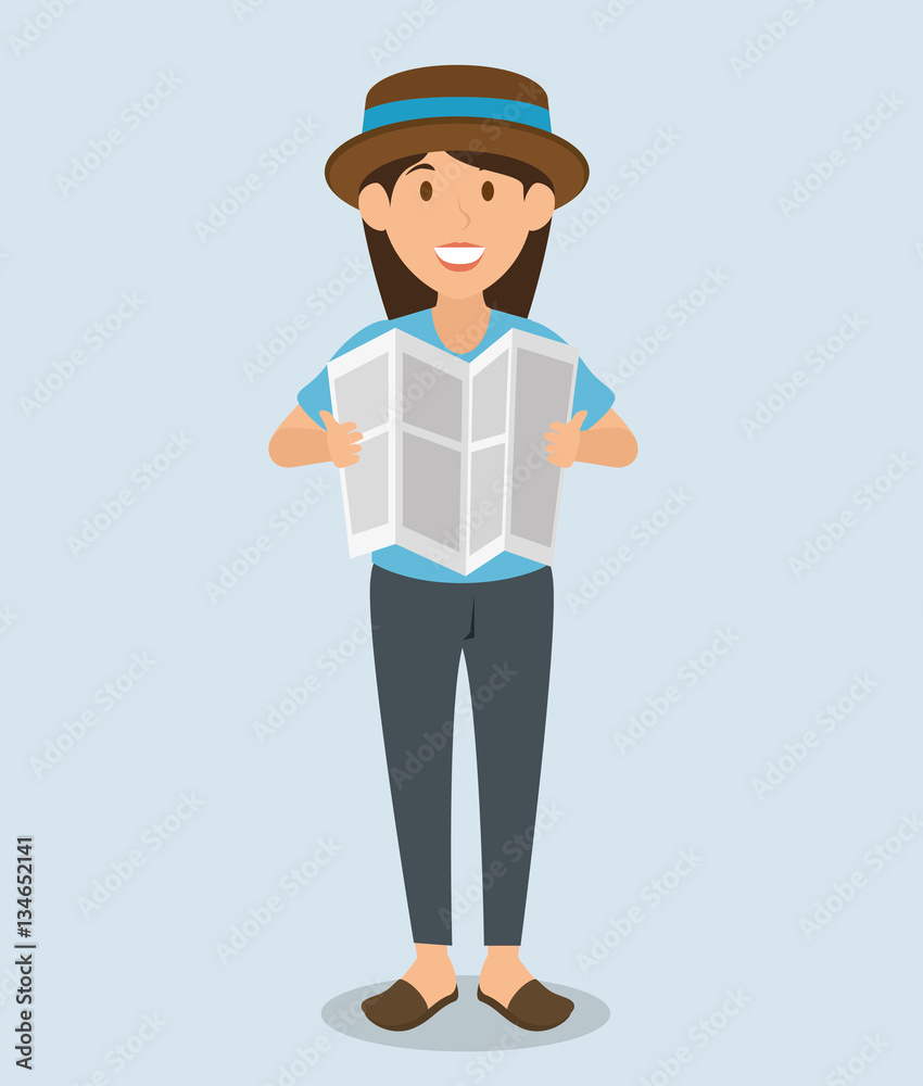 woman tourist avatar character vector illustration design