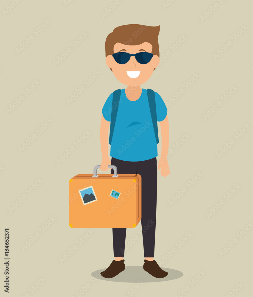 man tourist avatar character vector illustration design