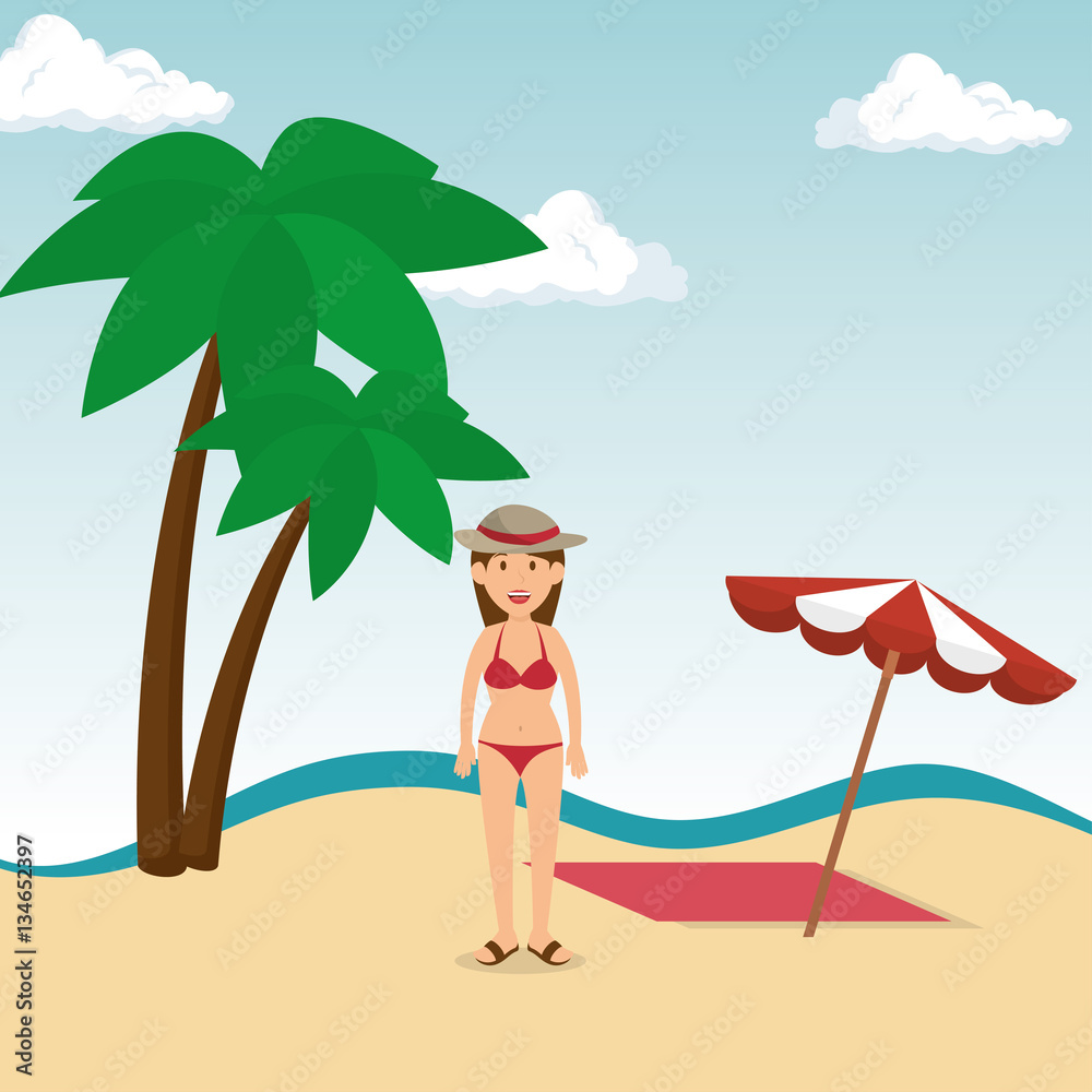 woman tourist avatar character vector illustration design