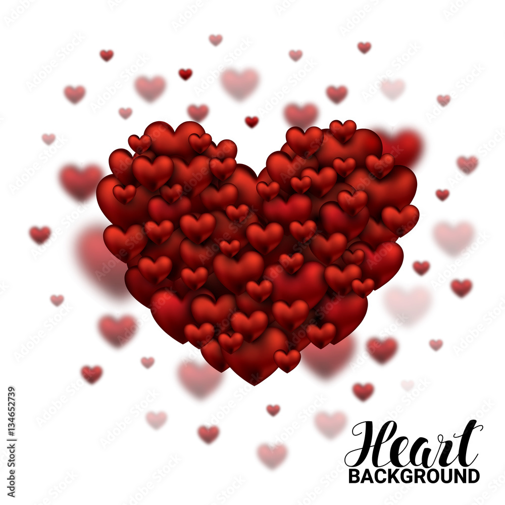 Red Soft and Smooth Valentine Hearts in white Background Valentines Day. Realistic 3D Vector Illustration