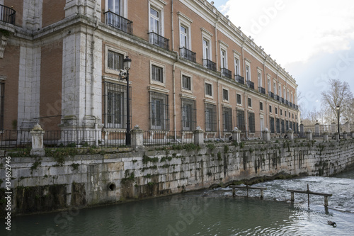 Facade of palace in the royal gardens of aranjuez in madrid, spa