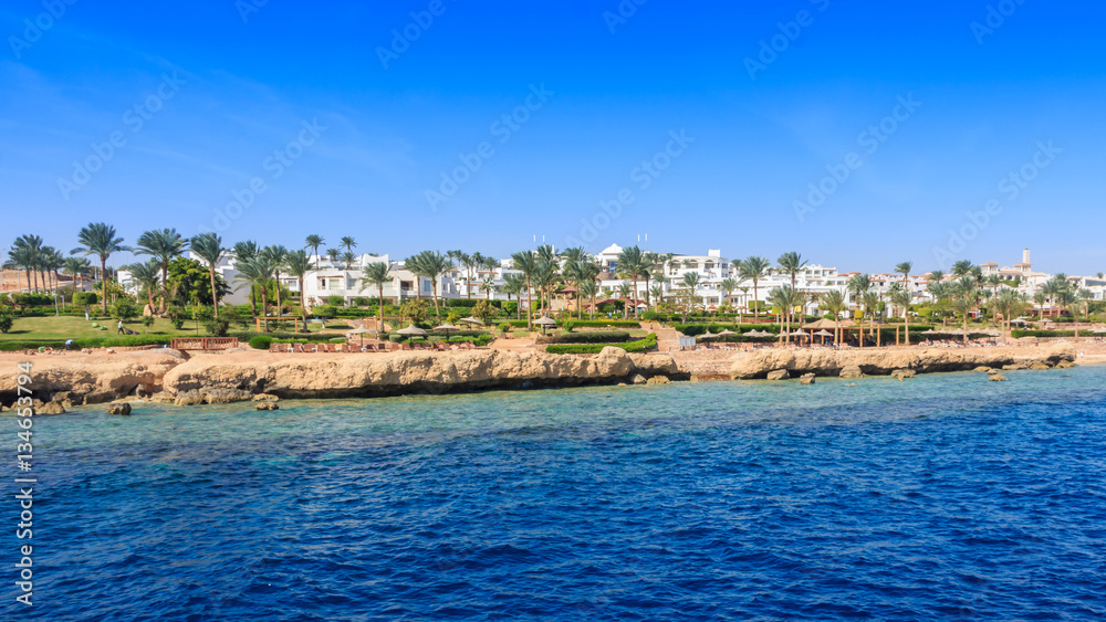 View of the beach from the sea, Sharm El Sheikh.