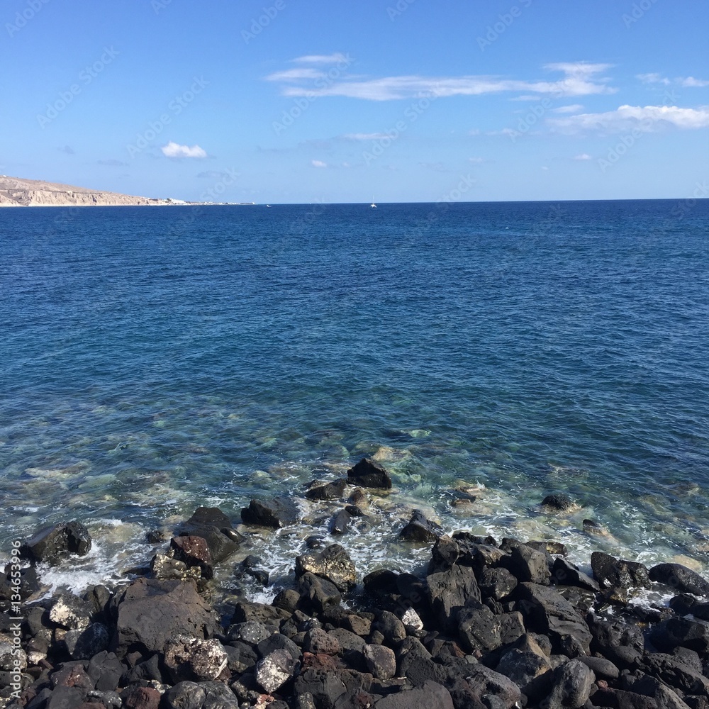Beach Stone Blue Santorini Holiday Travel
