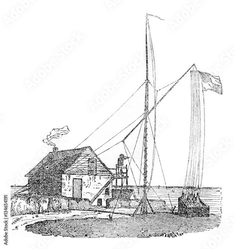 Vigie of heve, near Le Havre, vintage engraving. photo