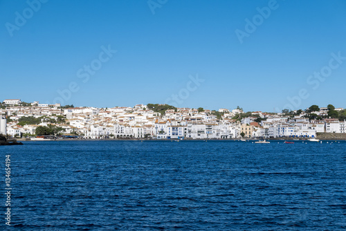 View of Cadaques and the Mediterranean seaside, traditional vill