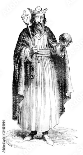 Obraz na plátne Hugh Capet, vintage engraving.