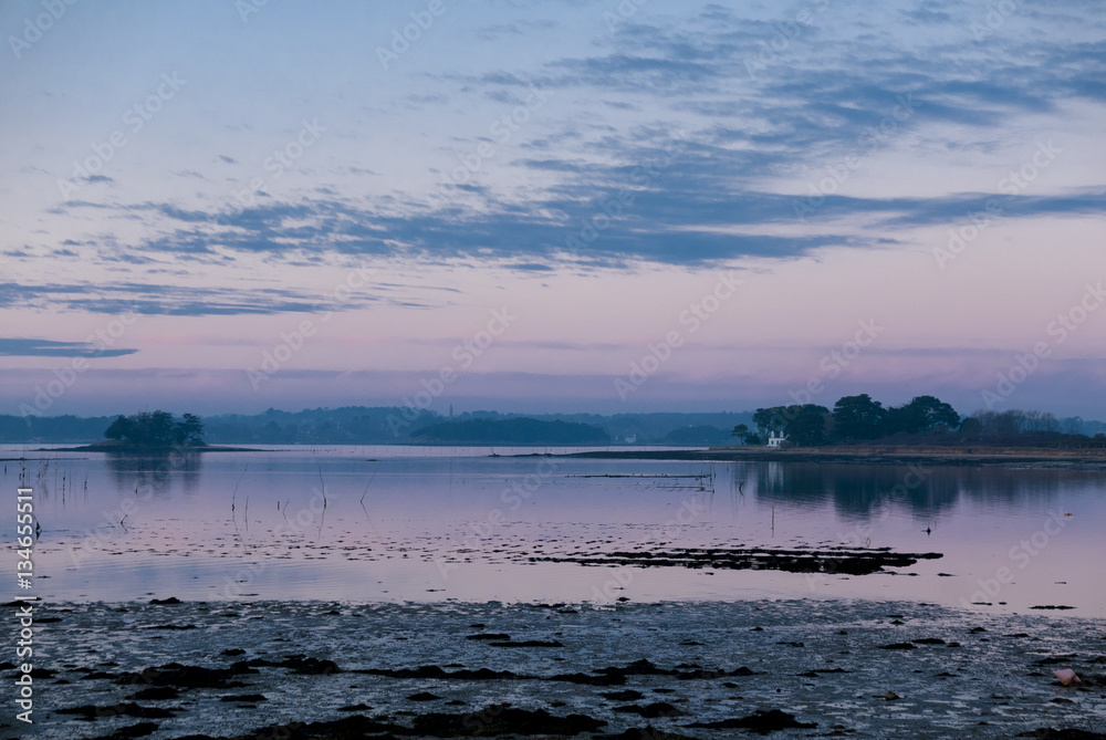 Sunset in Brittany (Morbihan), France.