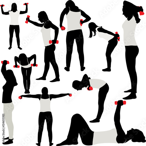 Woman doing fitness collection - vector