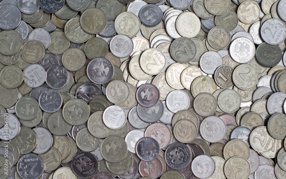 Russian change coins background Russian change coins background