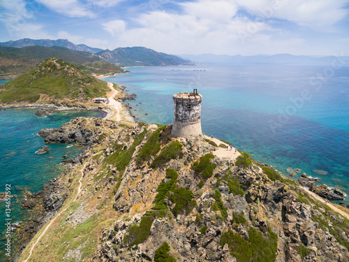 Aerial view of Sanguinaires bloodthirsty Islands in Corsica, Fra photo