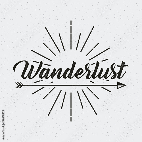 wanderlust card with arrow icon. black and white design. vector illustration