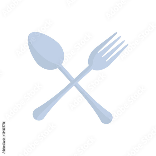 crossed spoon and fork utensil kitchen vector illustration eps 10