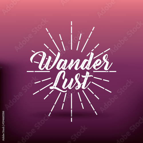 wanderlust card over purple background. colorful design. vector illustration
