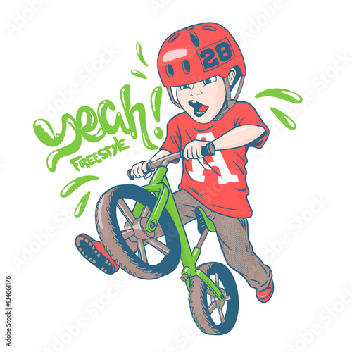 Cool kid on balance bike