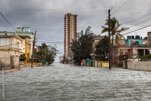 Flood in Havana  Cuba. The storm was so strong that the stone parapet could not hold back the assault of giant waves. As a result  parts of Havana  the capital of Cuba were flooded.