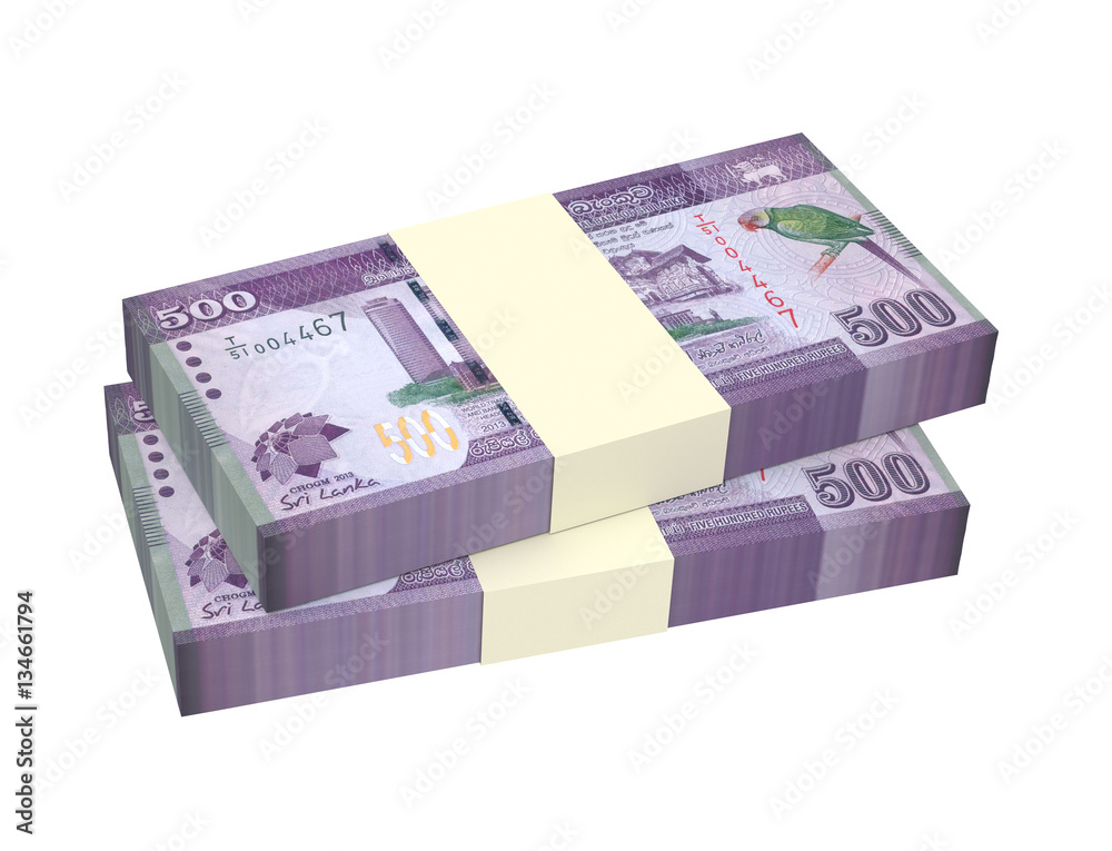 Sri Lankan bills isolated on white background. 3D illustration. Sri Lankan bills isolated on white background. 3D illustration.