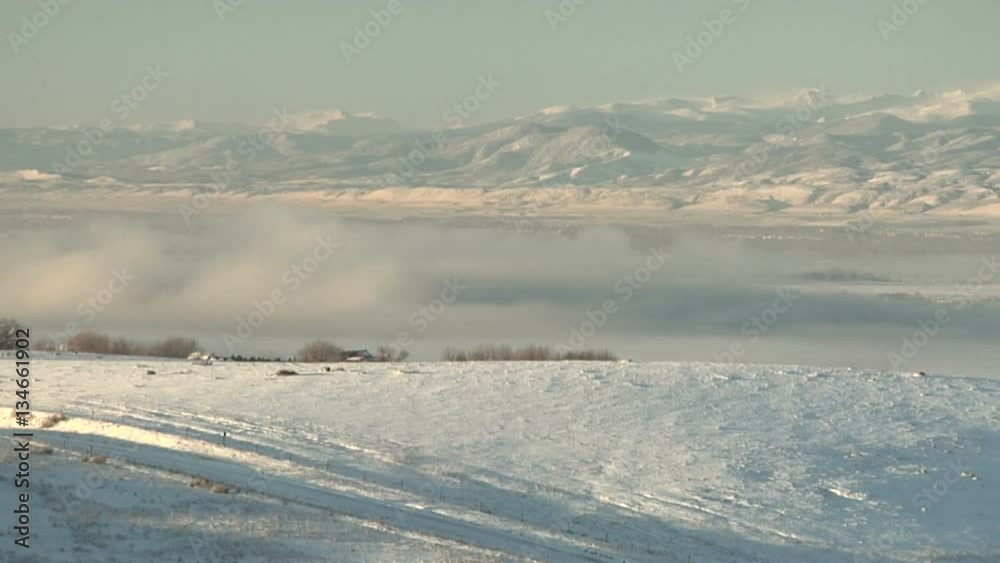 Steam Fog in Valley on Cold Winter Morning Steam Fog in Valley on Cold Winter Morning