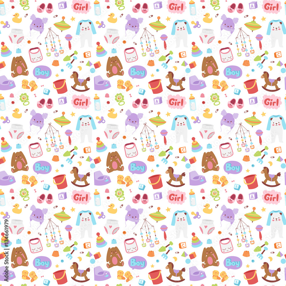 Baby icons seamless pattern vector. Baby icons seamless pattern vector.