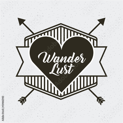 frame with wanderlust card with arrows and heart icon. vector illustration