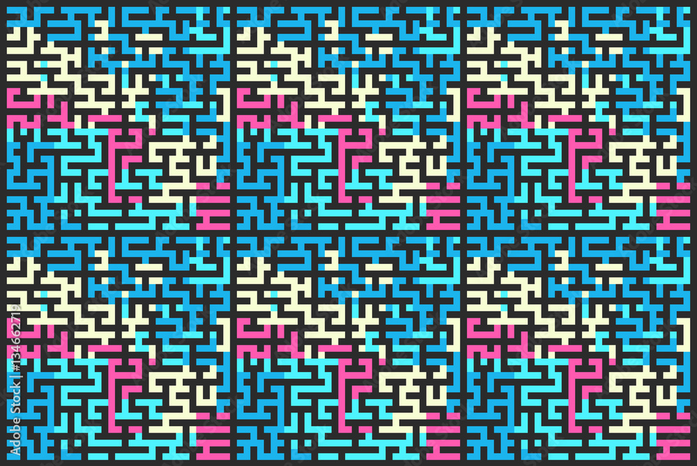 Fototapeta premium Square seamless pattern of colored labyrinth, flat