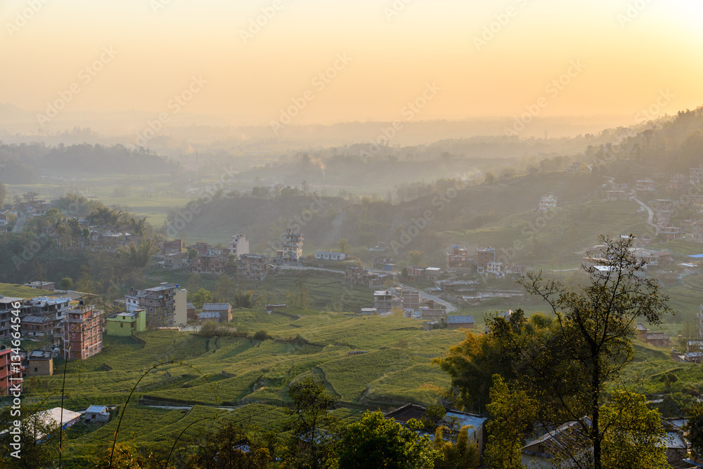 Kathmandu valley at sunset