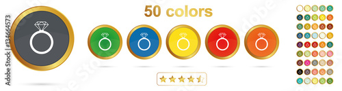 ring with diamond - button set - 50 colors