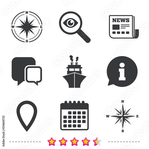 Windrose navigation compass, shipping delivery.