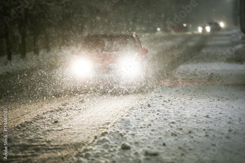 Car on snowy road