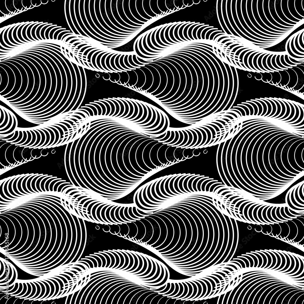Abstract black and white seamless pattern.  Vector clip art.