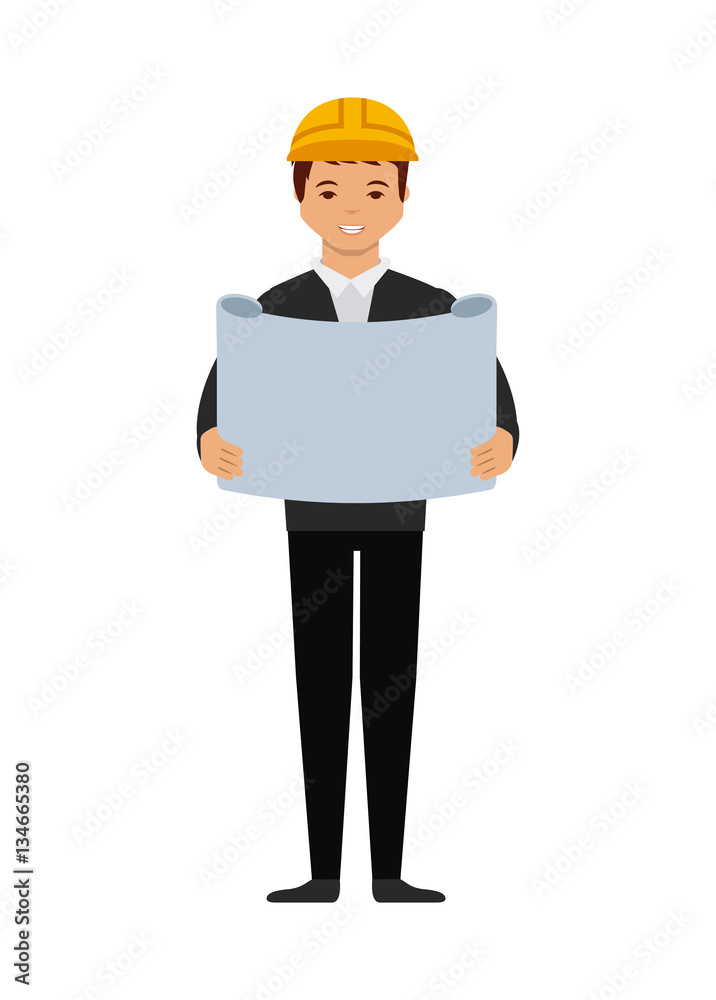 engineer man cartoon icon over white background. colorful design. vector illustration engineer man cartoon icon over white background. colorful design. vector illustration