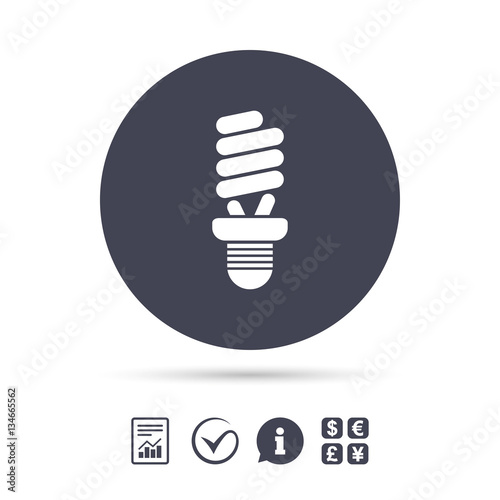 Fluorescent lamp bulb sign icon. Energy saving.