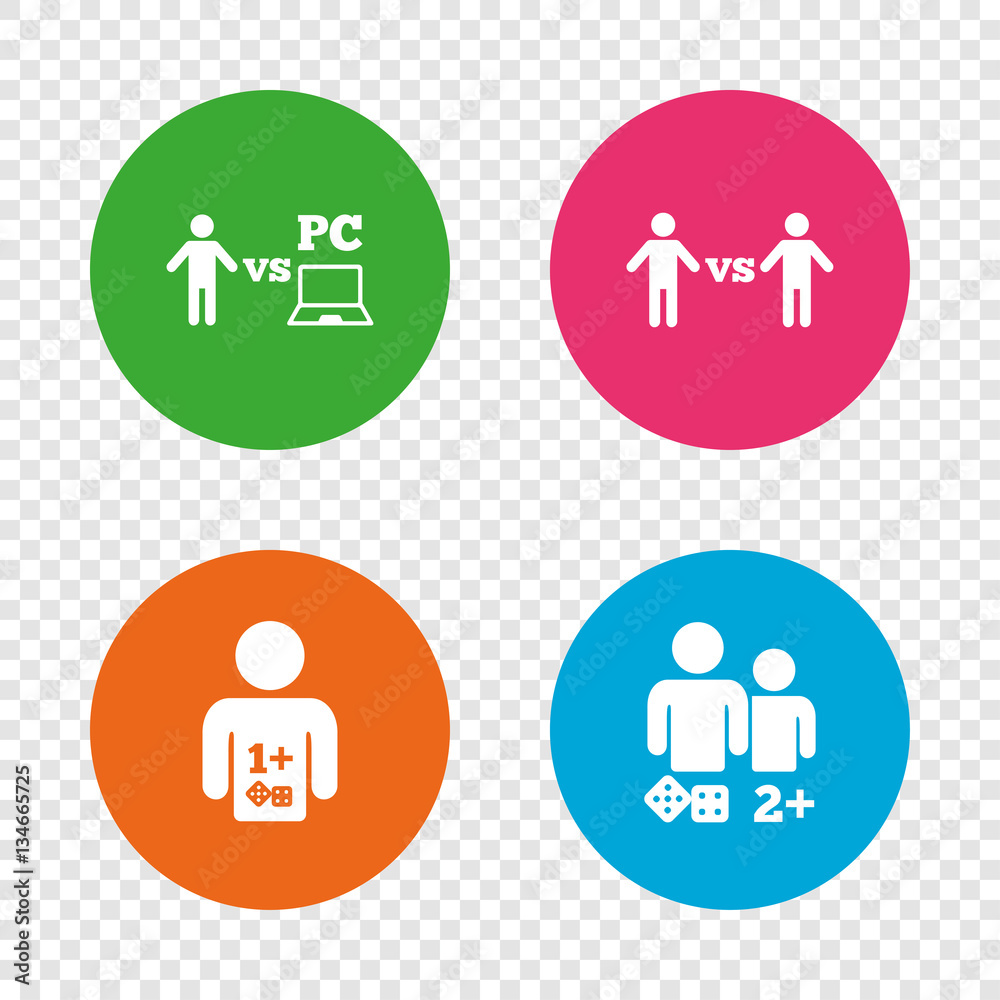 Gamer icons. Board and PC games players. Gamer icons. Board and PC games players.