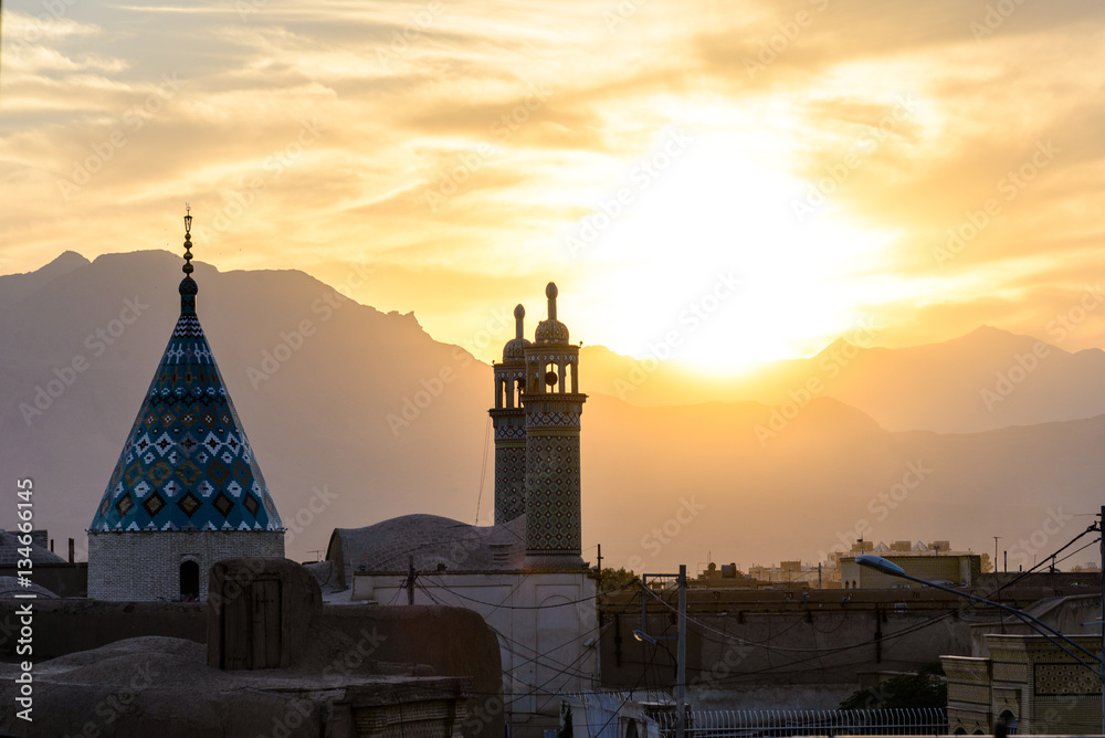 Mir-Ahmad Hamam Mosque at sunset in Kashan, Iran