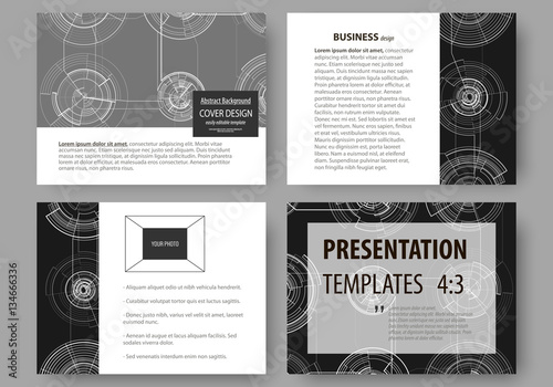 Set of business templates for presentation slides. Easy editable layouts  vector illustration. High tech design  connecting system. Science and technology concept. Futuristic abstract background.