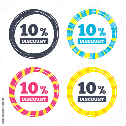 10 percent discount sign icon. Sale symbol.