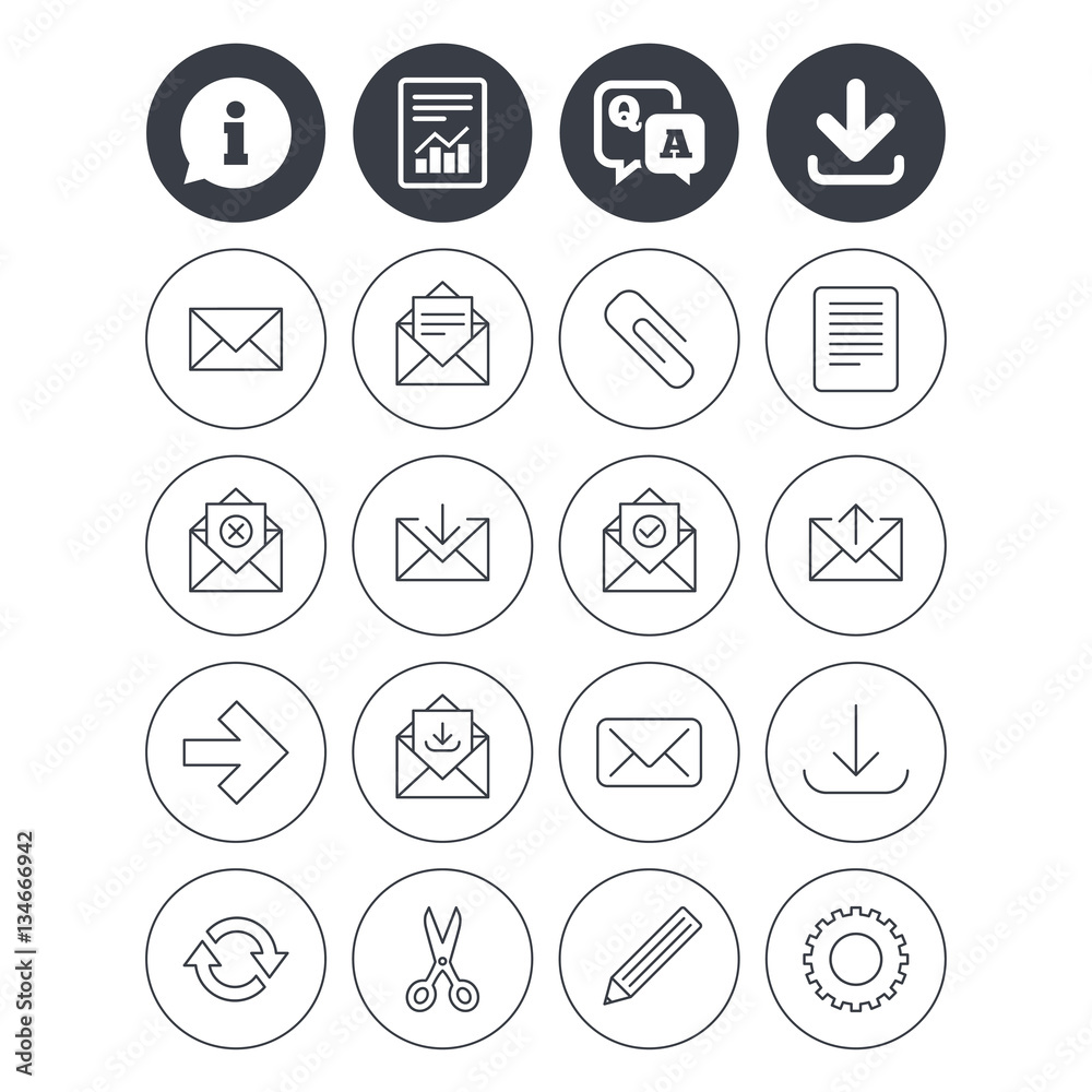 Mail services icons. Mail, clip and download. Mail services icons. Mail, clip and download.