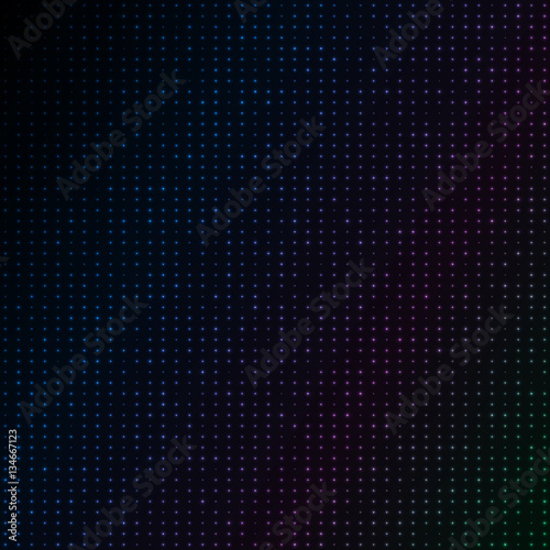 Abstract blue color neon dots, dotted technology background. Glowing particles, led light pattern, futuristic texture, digital vector design