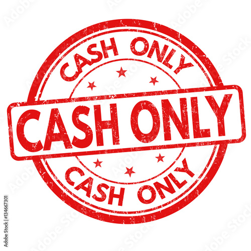 Cash only sign or stamp