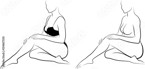 sketch of woman massaging her legs