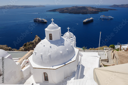 Billede på lærred Church in Fira, Santorini