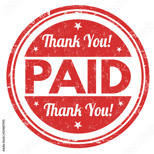 Paid and thank you sign or stamp
