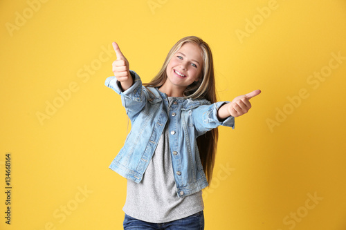 Beautiful teenager girl on ...