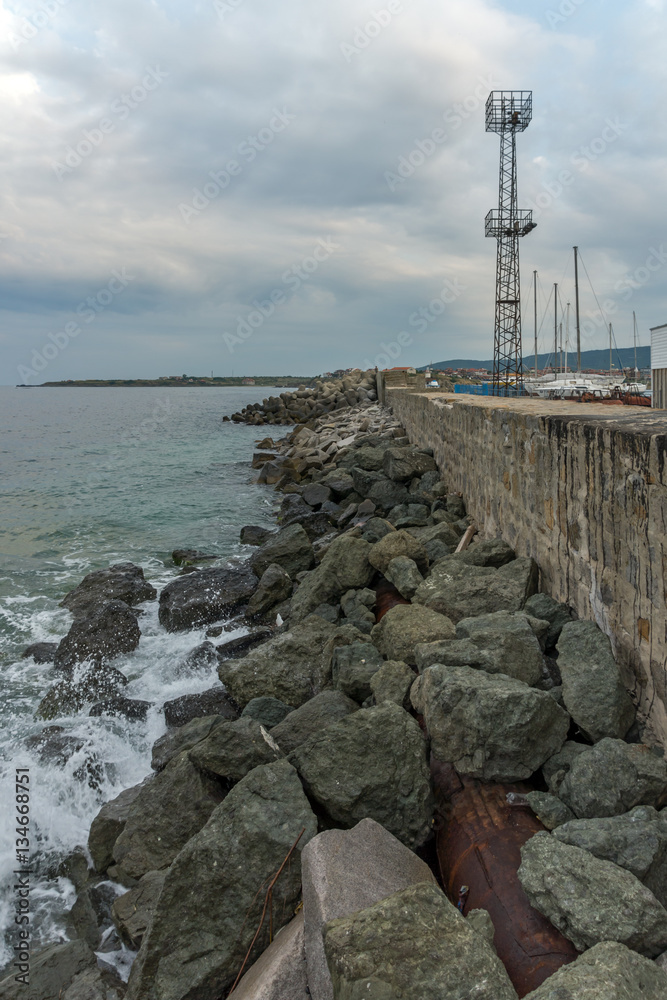 Breakwater on the port of town of Tsarevo, Burgas Region, Bulgaria